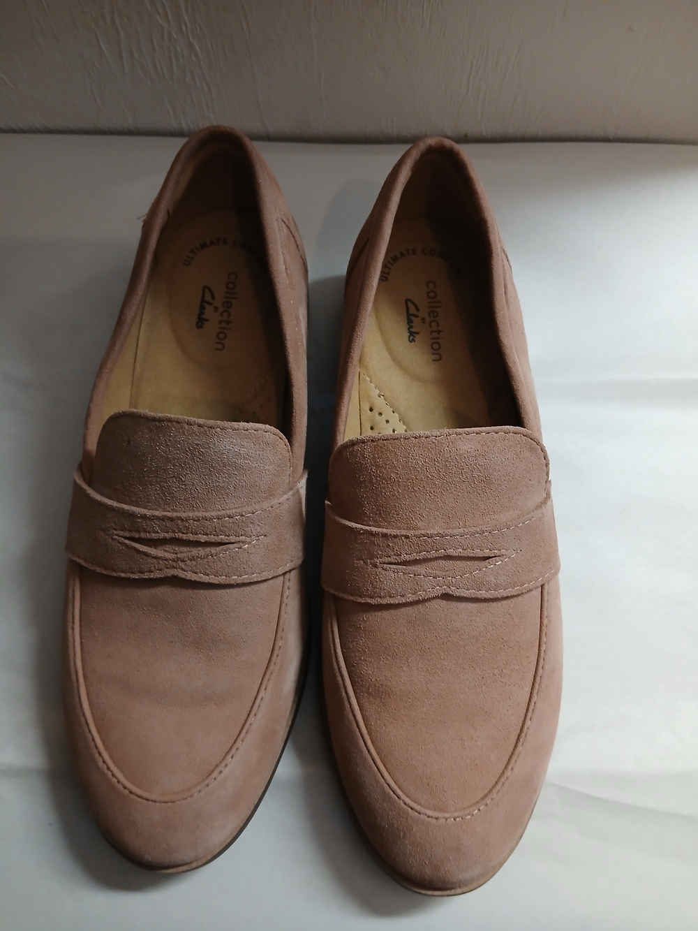 Clarks Women's Suede Penny Loafers in Taupe (New)